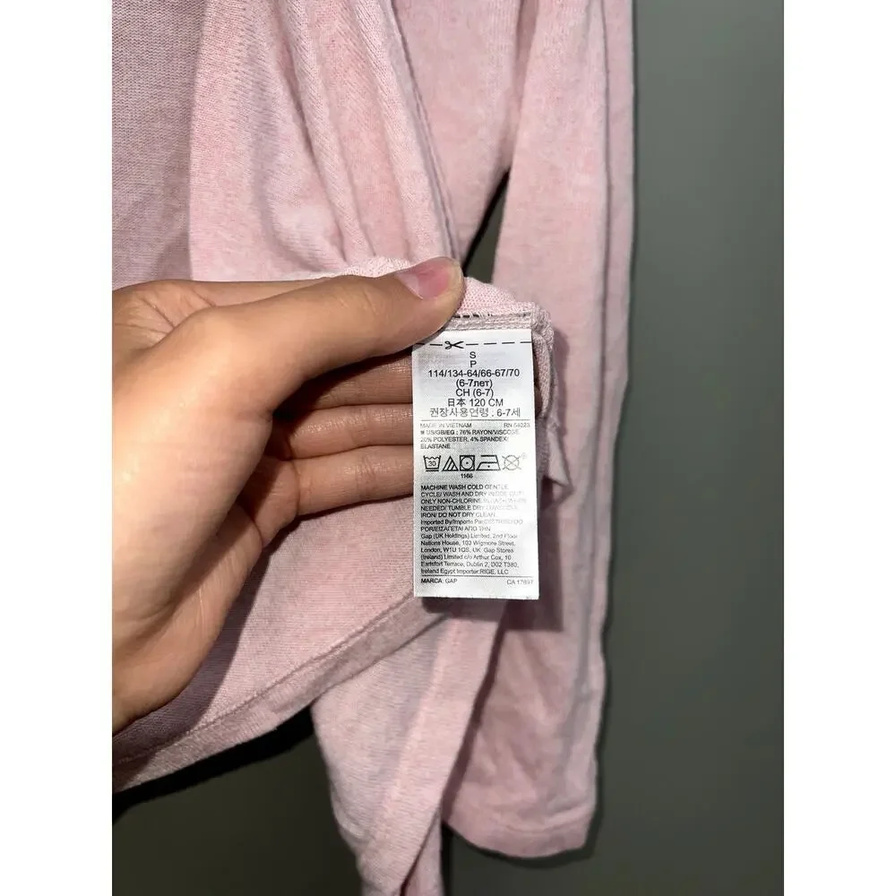 Gap Kids Pink Open Front Cardigan Sweater Size S 6-7